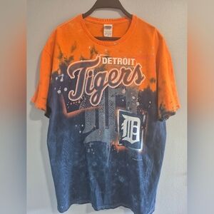 Detroit Tigers fan made all over orange Delta tag Tie-Dye T-Shirt
